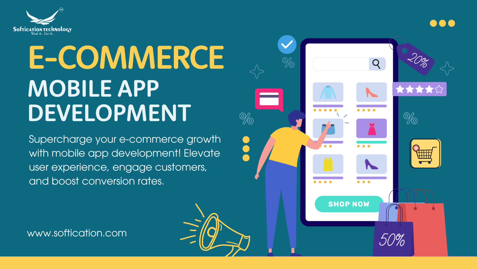 Supercharge your e-commerce growth with mobile app development! Elevate user experience, engage customers, and boost conversion rates.