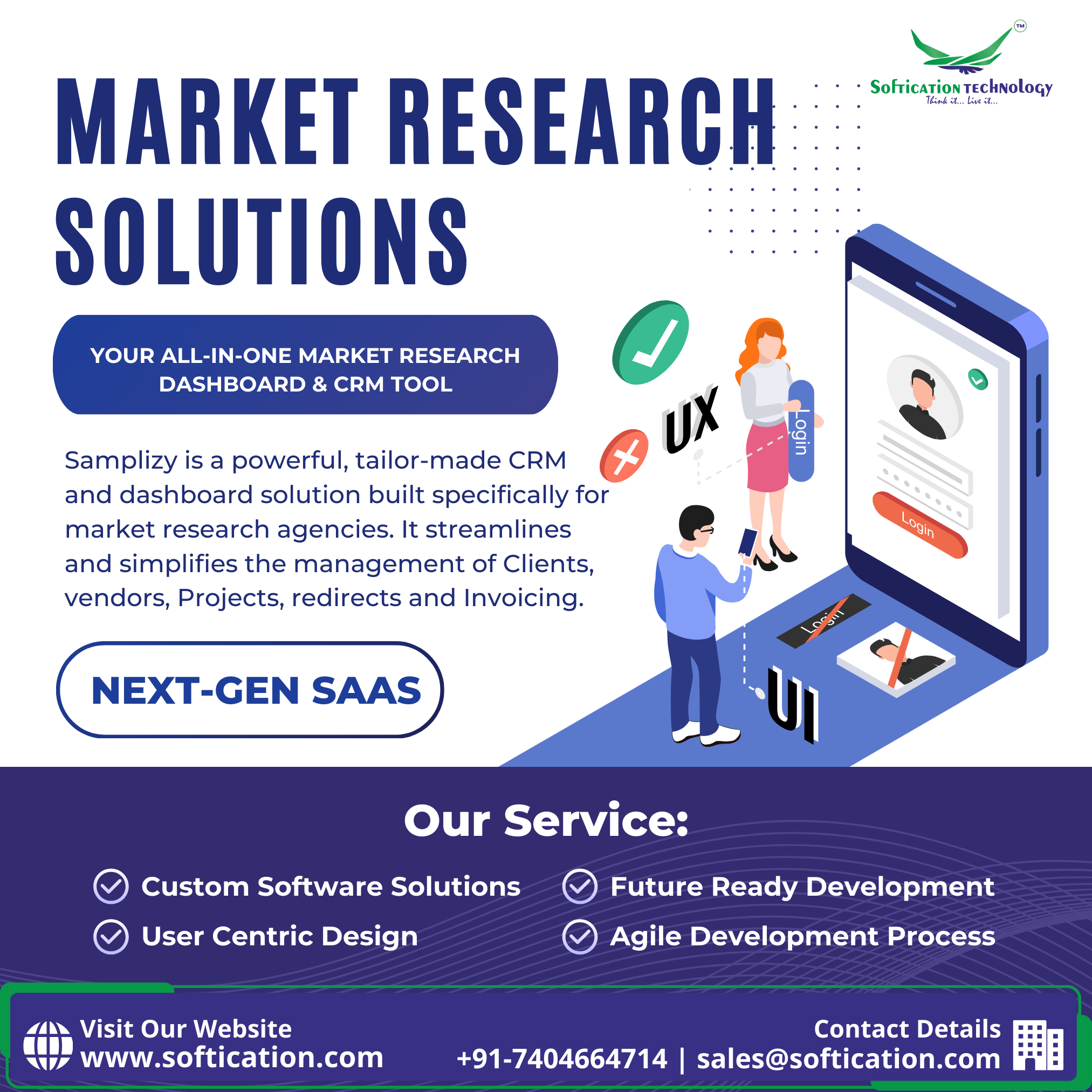 Samplizy is an all-in-one CRM and dashboard solution designed for market research agencies to manage clients, vendors, redirects, projects, invoicing, and employee attendance — all from one powerful platform.